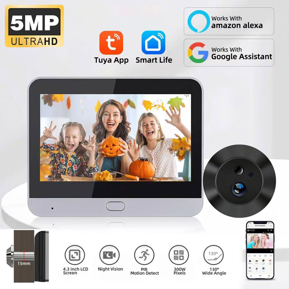 Home Security Front Door Camera - Цифровой дверной видеоглазок WiFi 2.4ГГц 5