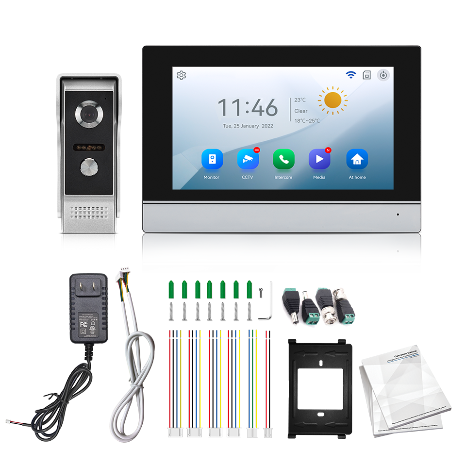 Home Security Recorder - 7-дюймовый IPS-экран, 2 МП, Tuya, пульт