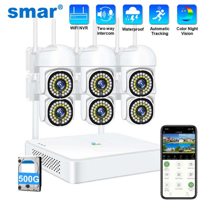 Home Security Installation - Беспроводная система видеонаблюдения Smar 3MP PTZ