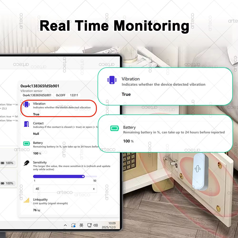 Умный датчик вибрации ZigBee 3 – обзор и цена Home Security Monitoring