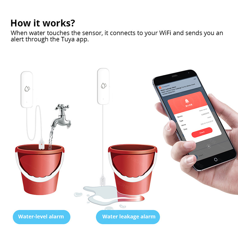 Датчик утечки воды Tuya WiFi,  – обзор и цена Home Security Monitoring