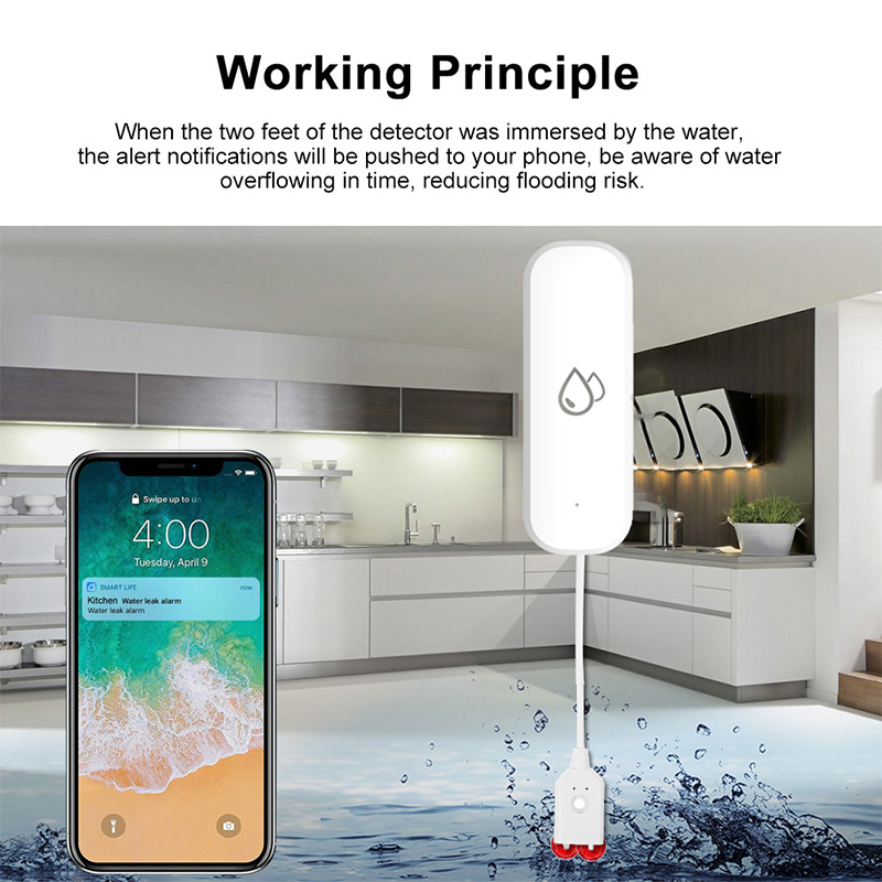 Датчик утечки воды Tuya WiFi,  – обзор и цена Home Security Monitoring