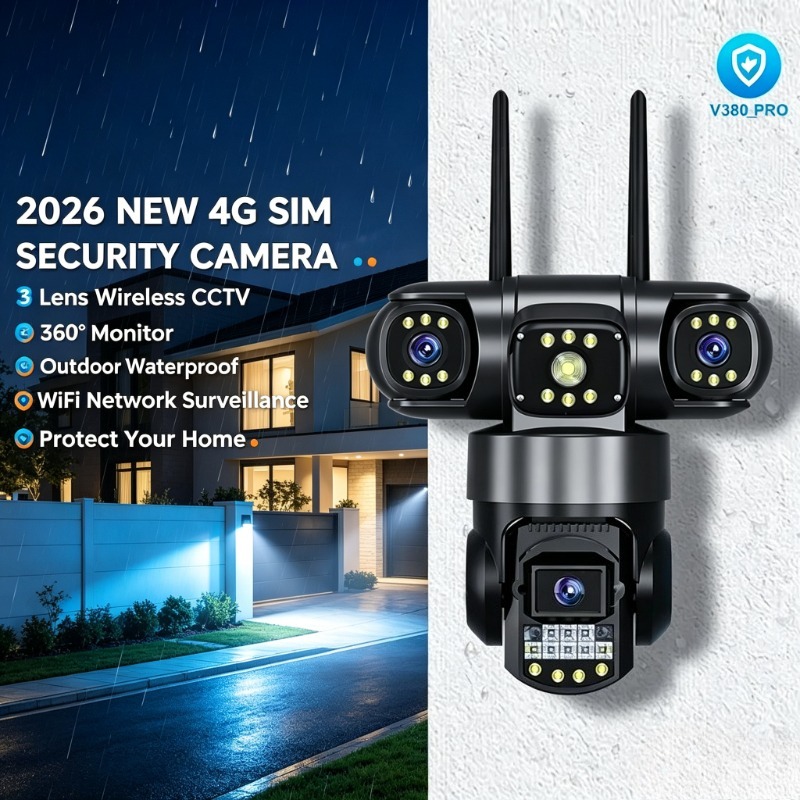 3-объективная 4G SIM камера бе – обзор и цена Home Yard Security Cameras